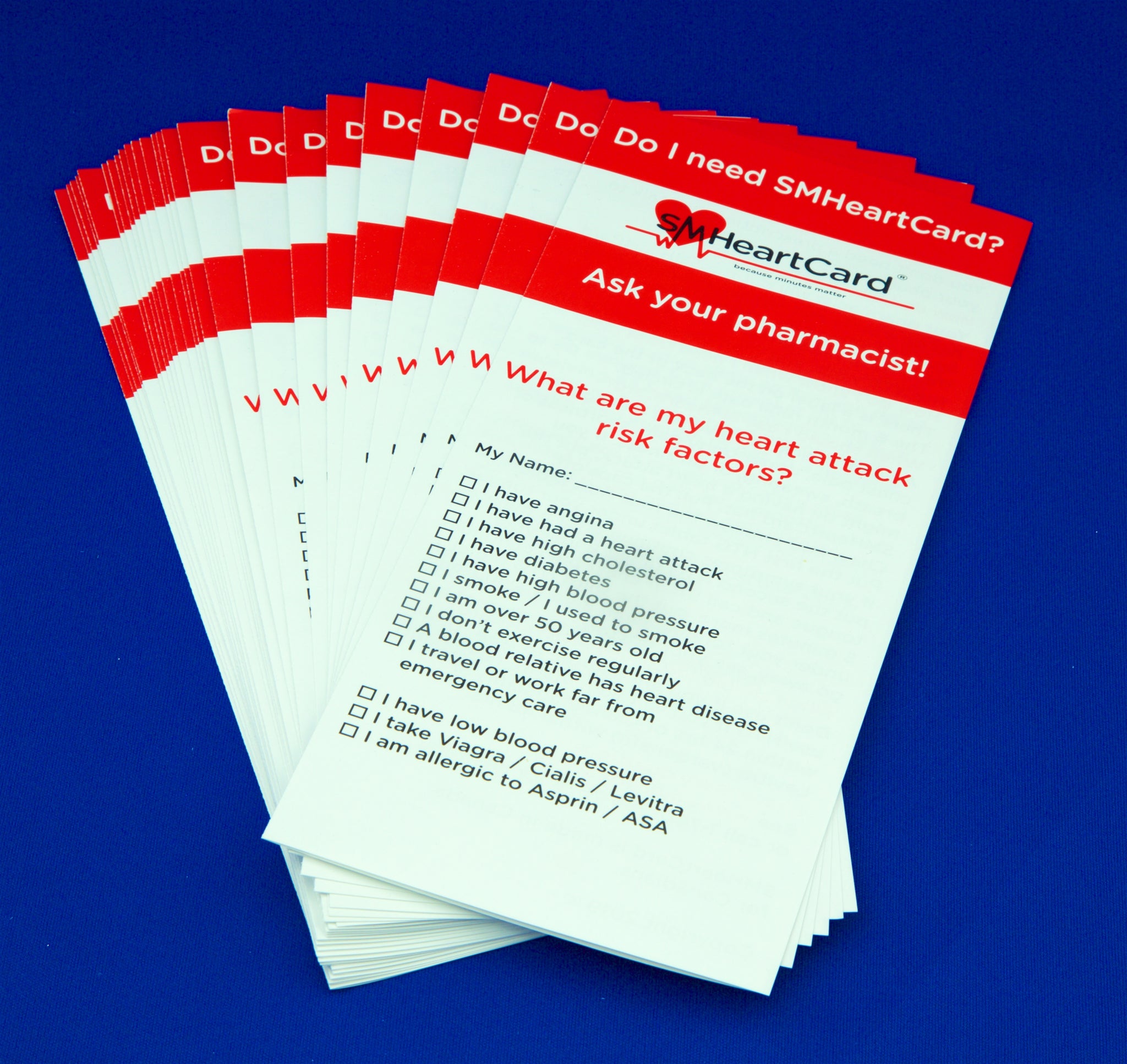 Pharmacy Starter Kit No Pills: Display Box with 20 EMPTY SMHeartCards & Patient Assessment Forms Prescription Pad