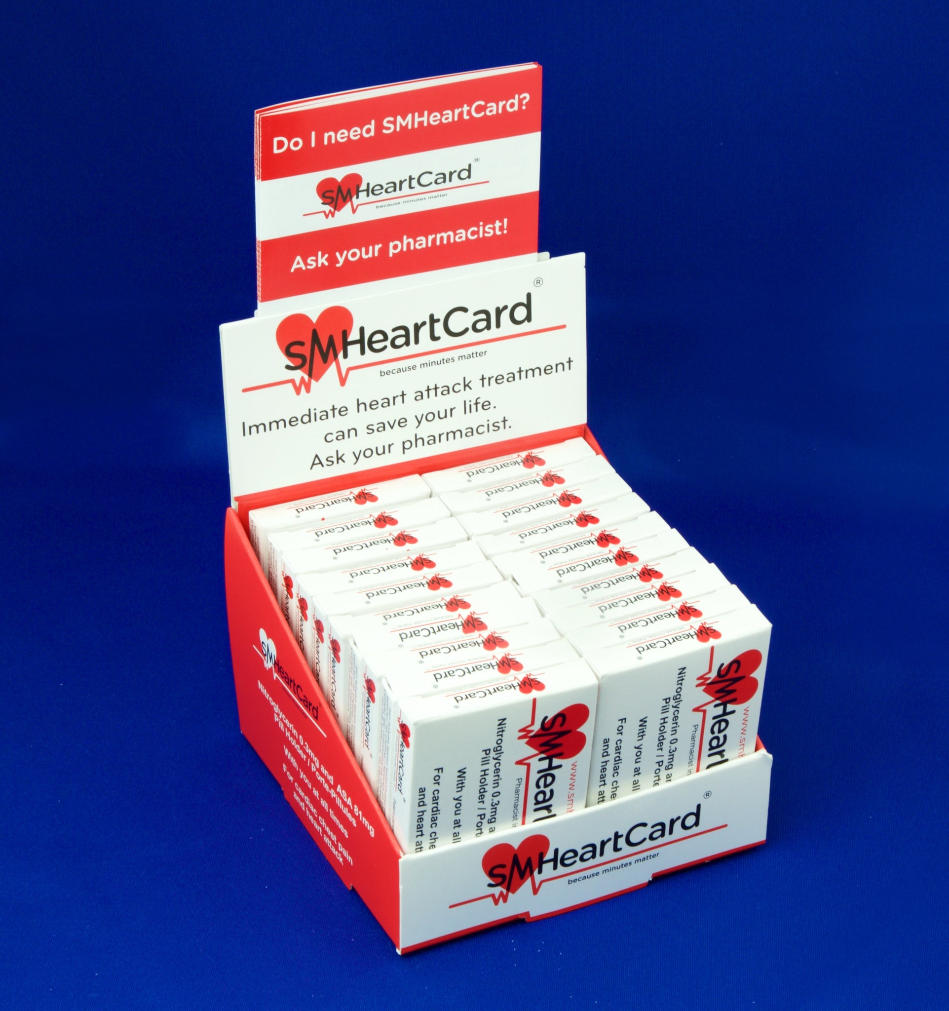 Pharmacy Starter Kit No Pills: Display Box with 20 EMPTY SMHeartCards & Patient Assessment Forms Prescription Pad