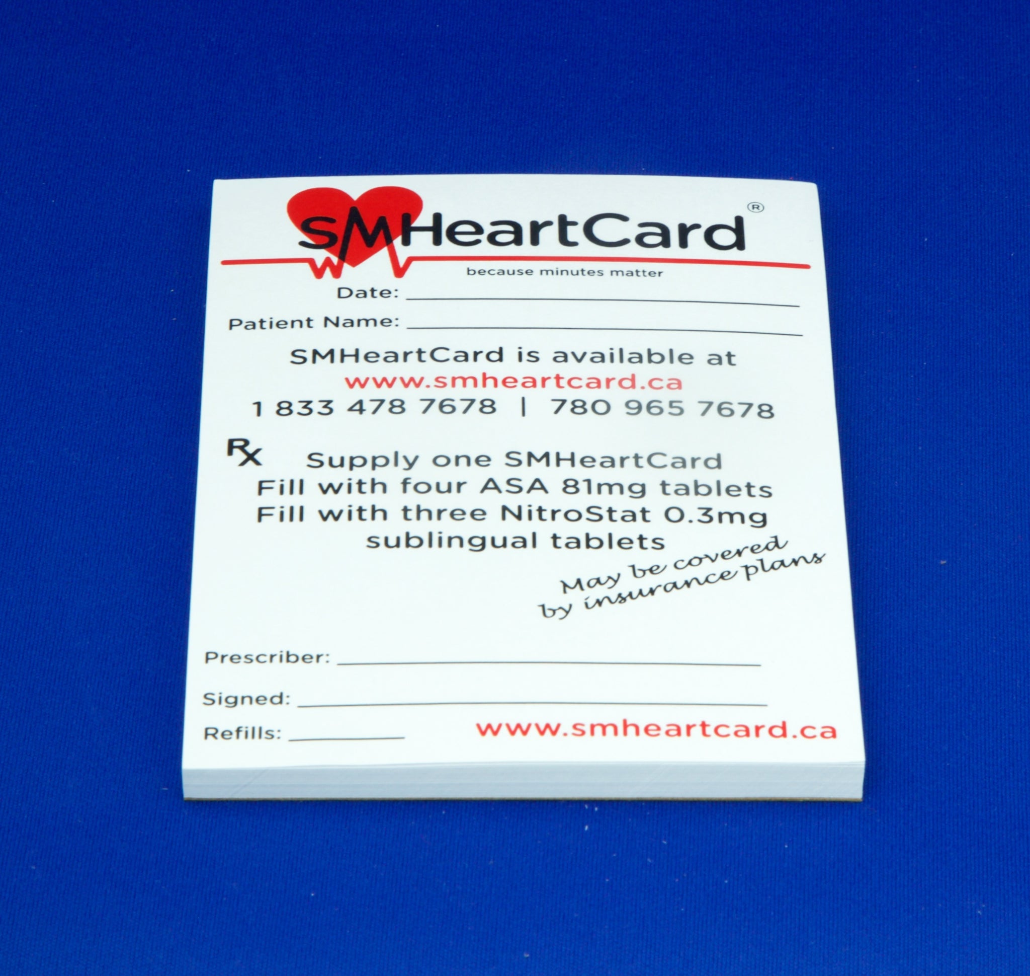 Pharmacy Starter Kit No Pills: Display Box with 20 EMPTY SMHeartCards & Patient Assessment Forms Prescription Pad